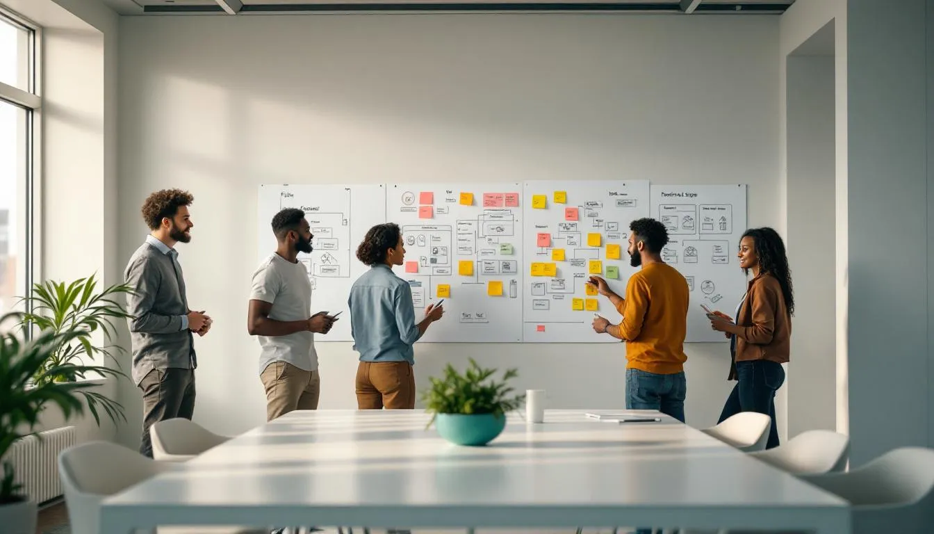 Product strategy workshop in a bright studio